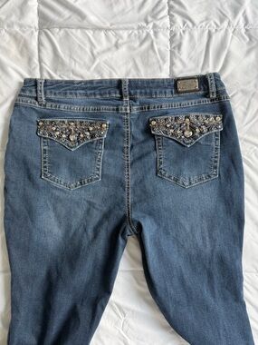 Earl Jeans Women's Skinny Embellished Pocket Denim - Blue
